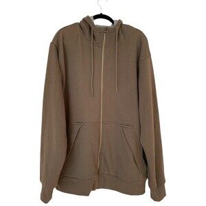 NWT Blue Star Men's Waffle Knit Lined Full Zip Hoodie Brown - Size LT